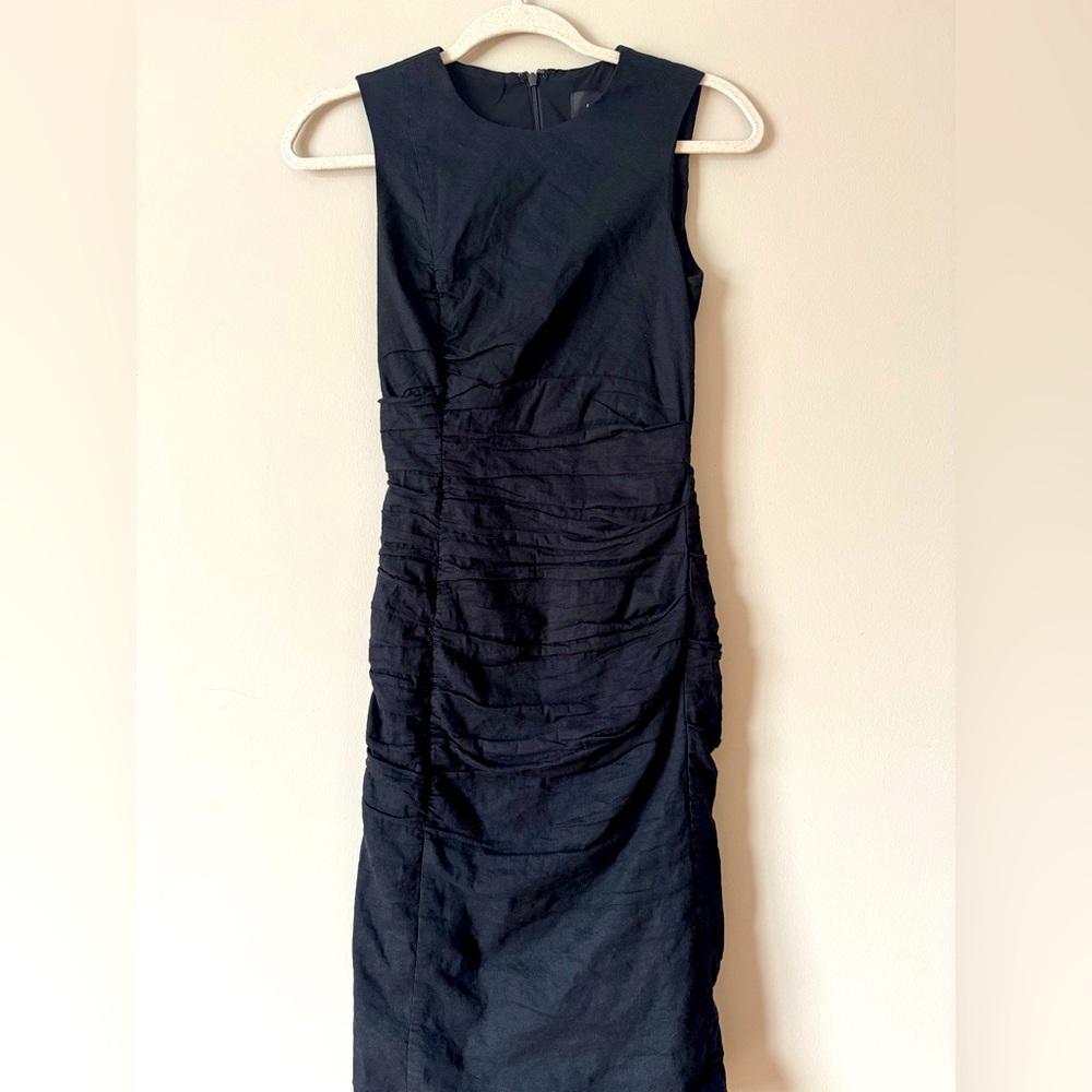 Nicole Miller women’s 0 ruched shimmer black dress purchased 2016